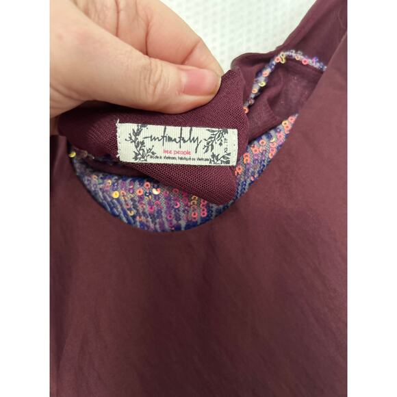 Free People Intimacy Womens Turn it On Plum Sequins Cami Swing Womens Top XS NWT - Picture 6 of 11